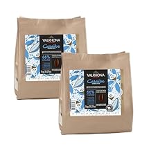 Valrhona Dark French Semisweet Chocolate Discs for Baking Feves. Premium CARAIBE 66% Cacao Grand Cru Blend. Better than Chocolate Chips, Perfect for Cookies, Cakes, Mousses, Frostings 1 KG 2 Pack