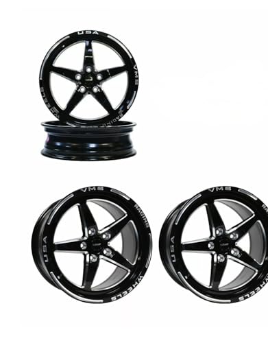 VMS Racing Drag Pack, 2 Front 17x10 in (54 Offset) & 2 Rear 18x5 in (-12 Offset) V-Star Wheels, 5x114.3, Fits 2005-2014 S197