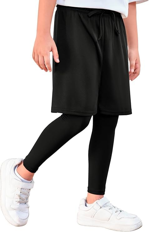 Haloumoning Short de compression 2 en 1 pour garçon - Legging de sport - Séchage rapide - Short de football - Basketball - Legging athlétique
