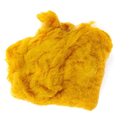 Image of Desert Breeze Distributing Maori Wool Carded Batting, 100% Natural New Zealand Wool Made by DHG in Italy for Needle Felting, 3.5 OZ, 27 Micron, Color Saffron Yellow