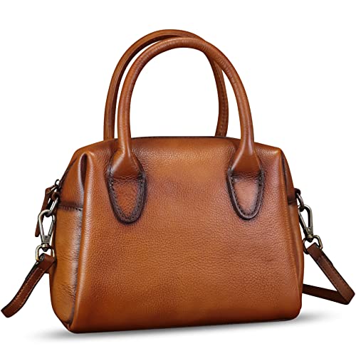 Image of Genuine Leather Handbag for Women Leather Top Handle Purse Retro Handmade Satchel Vintage Crossbody Hobo Bag