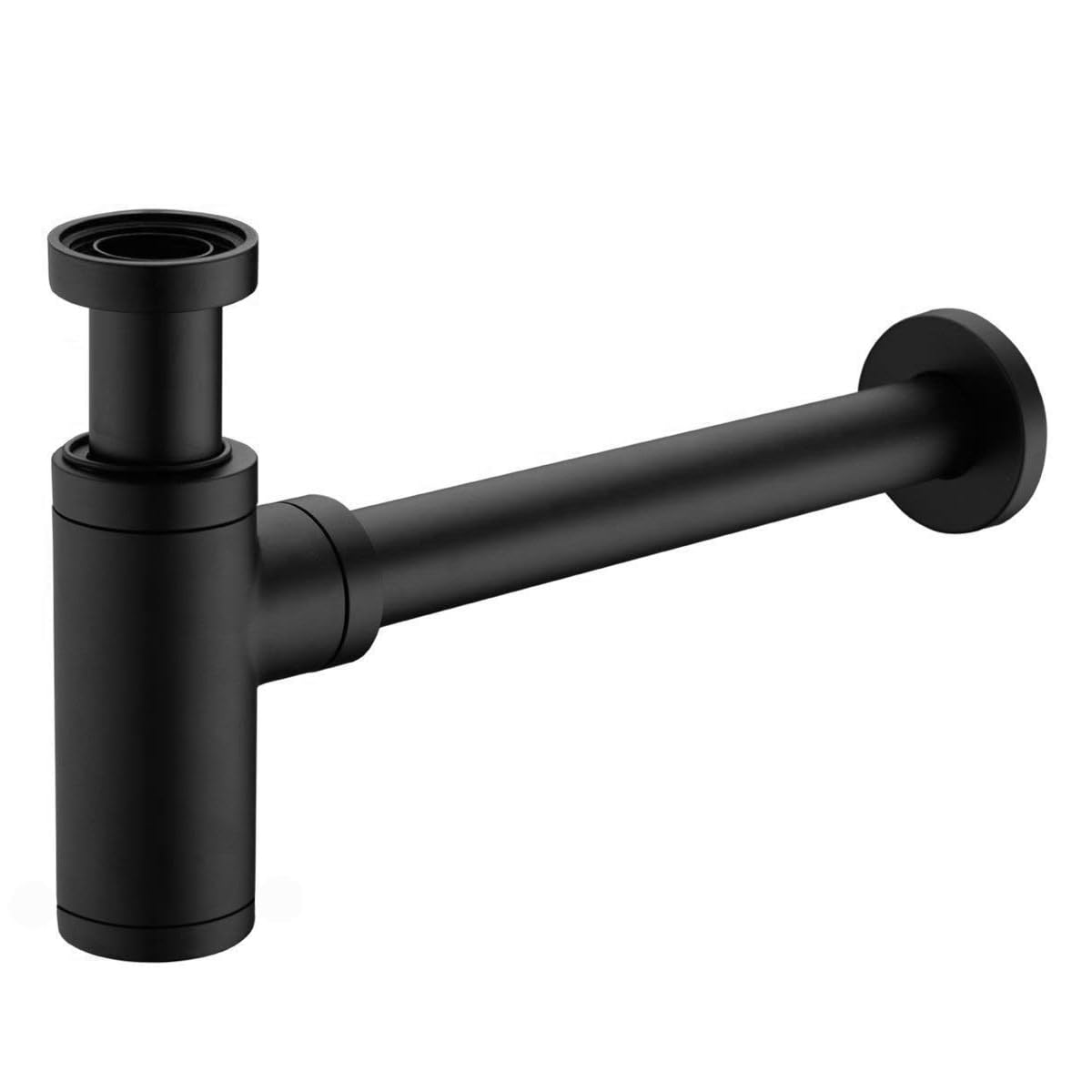 Ieron Bottle Trap Universal for Bathroom Sink Washbasin Hidden Cleaning Opening Odor Trap Adjustable P-Trap G1 1/4 x 32mm,Antique Brass Drain Pipe,Matte Black 10cm