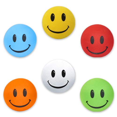 HappyBalls Assorted Happy Smiley Face Car Antenna Toppers/Antenna Balls/Rear View Mirror Danglers/Auto Accessories/Desktop Buddies (Red, Yellow, Orange, Blue, White, Green) (Pack of 6)