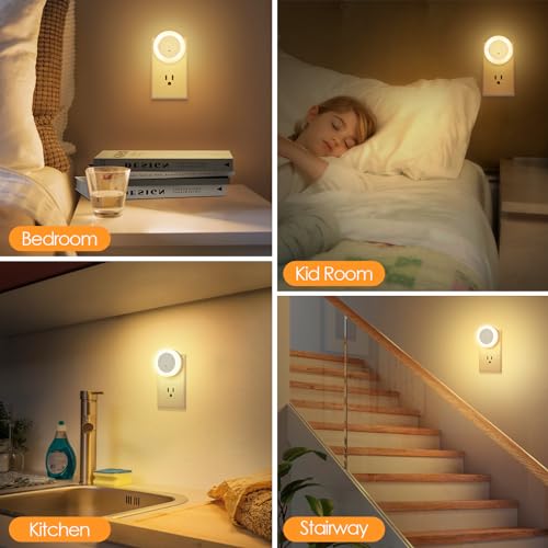 Image of 2-Pack LED Night Lights Plug in Dimmable, Dusk to Dawn Sensor 2700K