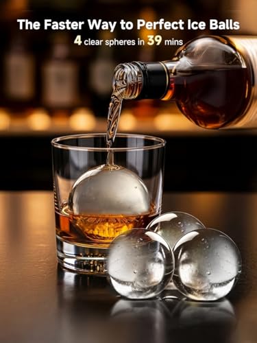 Image of 2 inch Clear Ice Ball Maker with ClearCore Technology,155pcs /Day,4 Ice Balls in 39 Mins,Countertop Sphere Maker with Automatic Water Supply&Self-Cleaning,Enhanced Insulation for Whiskey & Bourbon