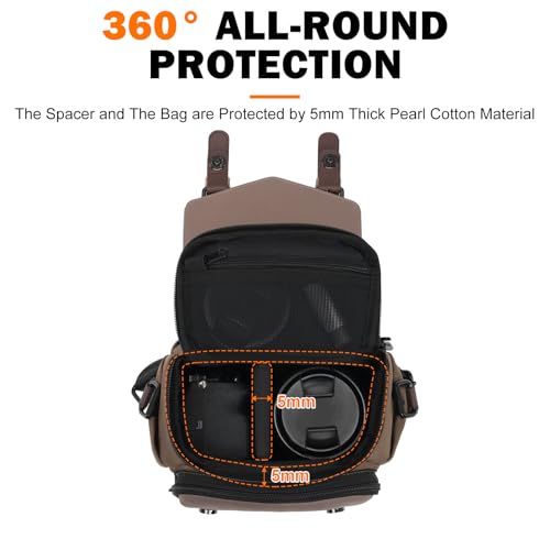Bolso mensajero para cámara, impermeable, Brown miniatura 5