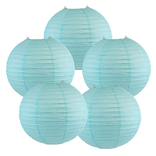 Just Artifacts 8-Inch Sky Blue Chinese Japanese Paper Lanterns (Set Of 5, Sky Blue) #TOP30