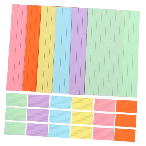 healvian 300個 カラフル罫線入り便箋 ポケット 両面使用可能 学習 メモ整理用 スムーズ書き心地 学校やオフィスで活躍