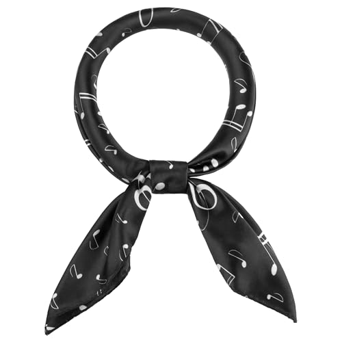 Women Satin Square Scarves, Musical Note Printed 35