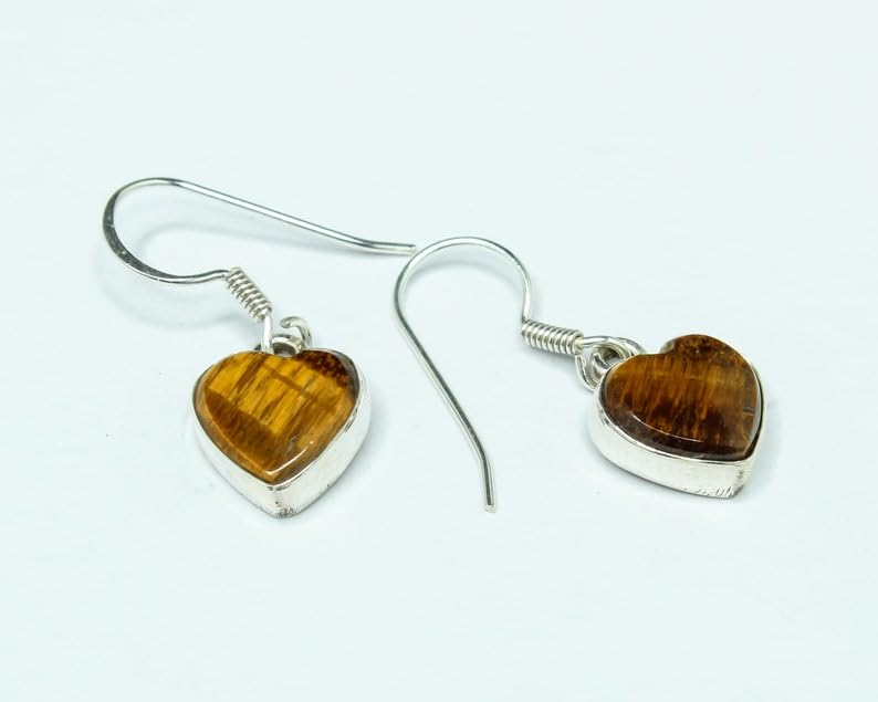 Boucles d'oreilles œil de tigre en argent 925, finition joaillerie et pierre naturelle - 3