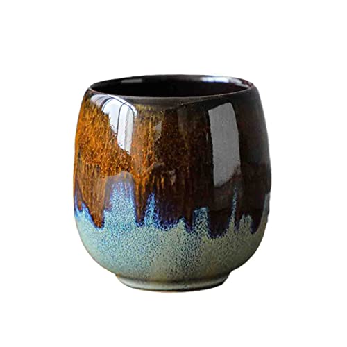 1pcs China Ceramic Tea Cup Porcelain Coffee Cups Pottery Personal Single Drinkware Wine Mug Teacup for Home(Kiln turns gray brown)