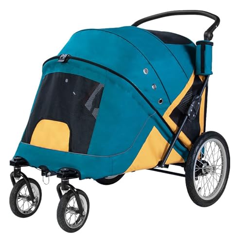 Remolque Bicicleta Perros Multifuncional, Carrito para Perros Plegable, Carga Máx 45 Kg(Grün)