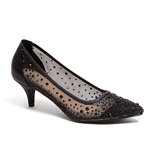 Lady Couture Rhinestone Mesh Dressy Shoes, Silk Black 41
