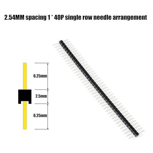 PENGLIN 20 Stück Lange Pins 40 Pin Breakaway Headers 2.54mm Teilung Gleiche Länge Lang Zentriert 6.25mm auf beiden Seiten 15mm insgesamt