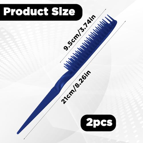 2 peines azules para desenredar cabello y peinar, set de 3 filas miniatura 2