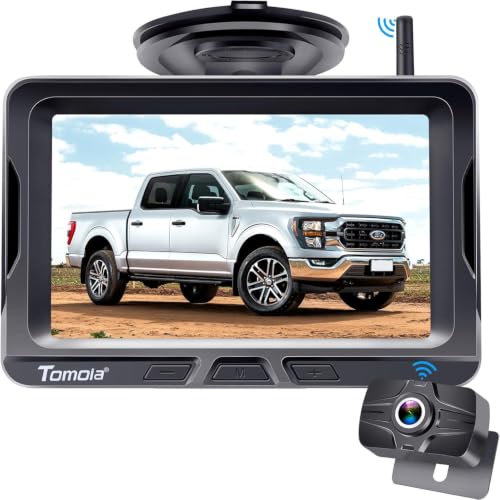 Tomoia Caméra de Recul sans Fil HD 1080P 5 Pouces | Camera de Recul Voiture ensemble étanche Vision Nocturne T2