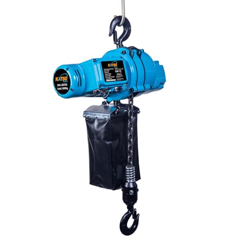 KATSU Tools Mini palan électrique à chaîne, levage jusqu'à 500 kg, hauteur de levage de 3 m, alliage d'aluminium, système de contrôle électrique, crochet en acier forgé, outil de levage de grue