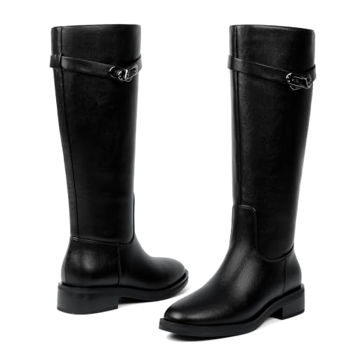 Image of Modatope Knee High Boots Women Round Toe Chunky Heel Fall Boots