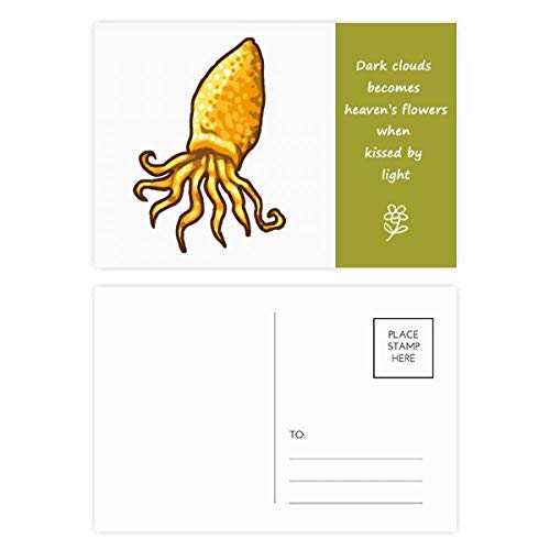 Jeu de cartes postales Octopus vie marine poésie jaune x20 DIYthinker