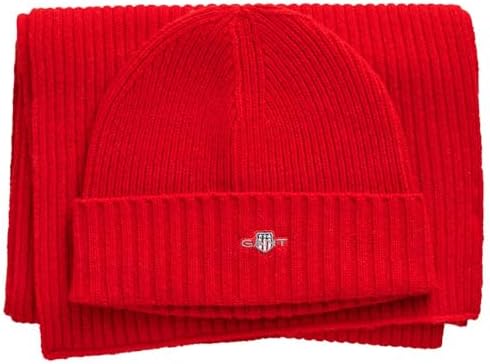 GANT 4998013 Beanie Set, One Size, Red, One Size, red, Einheitsgröße
