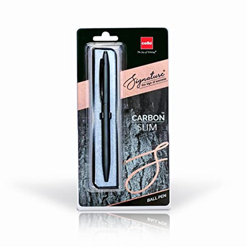 Cello Signature Carbon Slim Ball Pen | Blue Pack of 1 | Premium Ball Pen for Smooth Writing | Gifting Pen