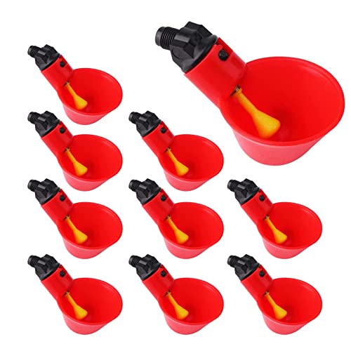 ROOBZE Bebedero Gallinas Automatico 10 Piezas Bebedero Gallinas, Comedero Gallinas, Comedero Pajaros, Bebedero Para Gallinas, Bebedero Automatico Gallinas Para Aves Aves Rojo (párrafo ordinario)