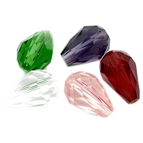 HOUSWEETY 50 PCs Mixed Crystal Glass Faceted Teardrop Beads 11x8mm -Jewellery Making Findings,DIY Crafts Cover