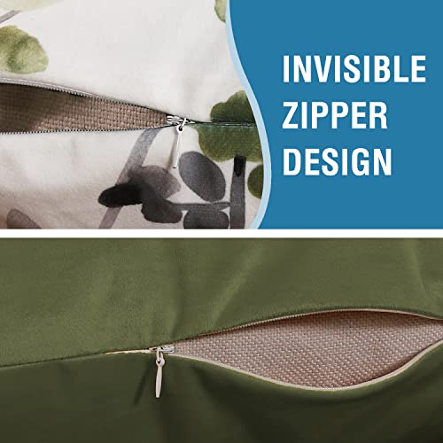 H.versailtex Pillow Covers Set Of 2 Velvet Soft Decorative Throw Pillow Covers Mix And Match Vintage Classical Floral Cushion Cases Wit Zipper For Bedroom/Sofa (18X18 Inch, Sage/Grey&Sage) #TOP3