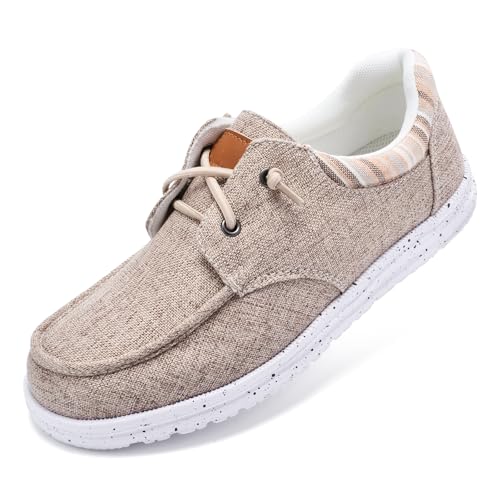 Mioceko Instappers voor dames, comfortabele casual wandelschoenen, lichtgewicht, boogondersteuning, werkschoenen, Taupe, 39 EU