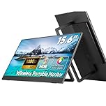 YUEHISY Portable Monitor, 15.6" 1080P HD WiFi USB C HDMI IPS Display with Stand, 2 Speakers, Ultra Slim External Second Screen, for Laptop PC Phone