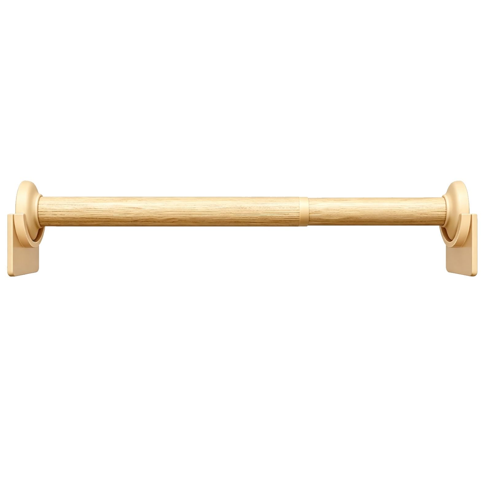 Wood Grain Adjustable Curtain Rod, Closet Rods for Hanging Clothes, No Drill Self-Adhesive for Window, Shower, Closet, Cabinet(150-220cm/59-87in)