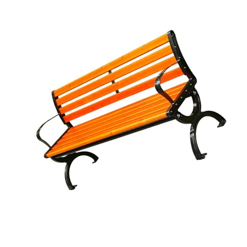 Banco resistente de madera maciza de 150 cm con respaldo de piel de jardín para patio, balcón y patio, resistente a la intemperie, diseño rústico