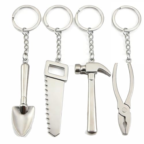 HAOWUJIN 4pcs Mini Wrench Tool Keychain Metal Spanner Keyring Pendant Key Holder Organizer...