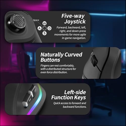 Image of Gaming Mouse with 5 D Rocker, Wireless Vertical Mouse with [24000 DPI] [12 Programmable Buttons], Computer Mouse for Gamer /PC /E-Sports /Laptop (Black)