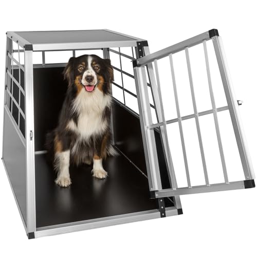 tectake® Transportin Perro Coche, Jaula para Perros con Puerta y Cerradura, Transportin Perro Grande Robusto, Fácil de Limpiar, Jaulas para Perros   69 x 90 x 69,5 cm
