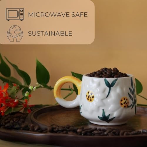 Image of Handcrafted Sunflower Ceramic Coffee Mug 300ml | Floral Printed Tea Cup | Microwave & Dishwasher Safe | Premium Artistic Mug for Home, Office & Gifting