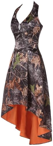 Camo High Low Bridesmaid Dress Halter Cocktail Prom Dress3