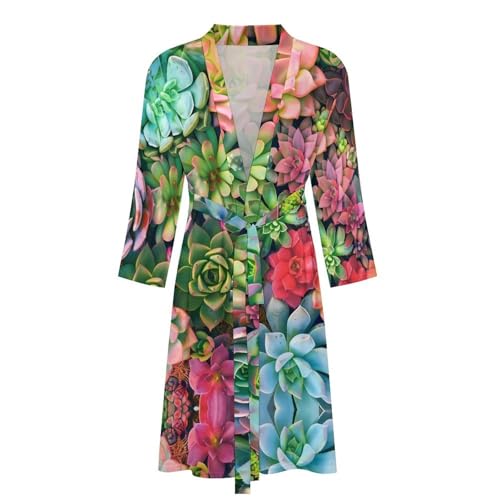 Succulents Funny Men's Robe Soft Lightweight Bathrobe Long-sleeve Spa Robes4
