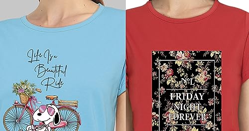 Image of Combo Women's T-Shirts, Cotton Half Sleeves Round-Neck Printed T-Shirt for Girls, & Women Tees (Pack of 2) 960-980-