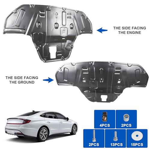 Image of Front Engine Guard Mud Flaps w /Screw Hardware Compatible with 2020 2021 2022 2023 Hyundai Sonata Engine Splash Shield Under Car Shield Cover Board