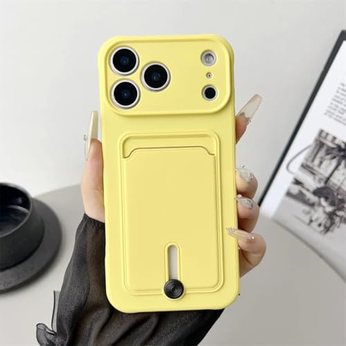 Étui portefeuille iPhone 15 Plus en silicone souple antichoc jaune avec porte-cartes