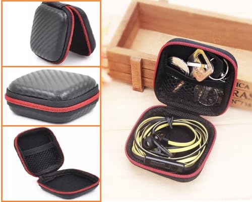 Image of Sounce Universal Shockproof Headphone Case - Semi-Rigid Polypropylene Shell with 1680D Nylon Exterior, Compact Carrying Pouch for Earphones, USB Cables, Flash Drives & Accessories (Black)