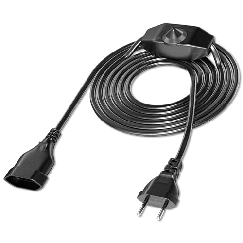Luxvista Regulador de Intensidad de Luz LED, 2m Extensión del Cable de Alimentación Conector de Tipo C Euro Conector, Interruptor Regulador de Luz Dimmer para Bombillas Ajustable, 220-230V, 60W, Negro
