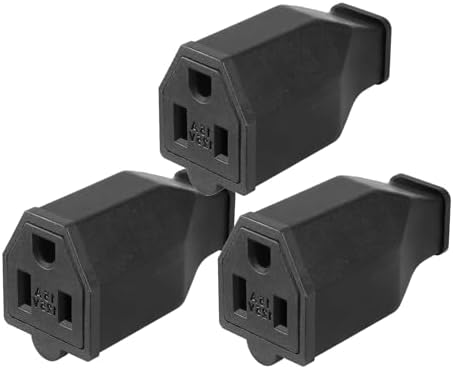 3 Prong Electric Female Plug Replacement 125V 15A 2Pole 3Wire Grounding Female Plug Extension Cord Straight Blade Female Plug 3 Pack (Female Plug)