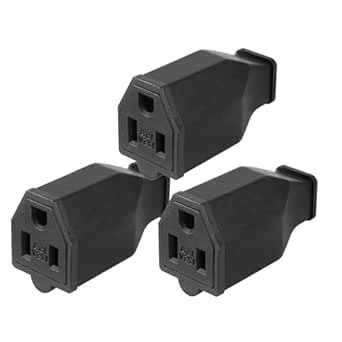 3 Prong Electric Female Plug Replacement 125V 15A 2Pole 3Wire Grounding Female Plug Extension Cord Straight Blade Female Plug 3 Pack (Female Plug)