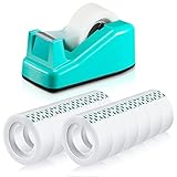 Desktop Tape Dispenser with 12 Rolls Transparent Tape Refills Invisible Tape with Dispenser Green...