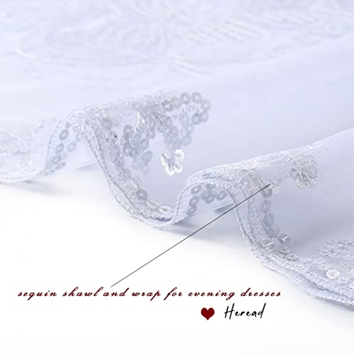 HEREAD Sequin Shawls and Wraps for Evening Dresses 1920s Lace Fringe Scarf Sparkly Wedding Accessories for Women and Bride4