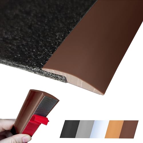 Floor Transition Strip Self Adhesive Carpet Wood Tile Vinyl Flooring Laminate Transition Cover Edge Trim Gap Doorway Threshold for Uneven Floors Heights Within 5 mm (Brunette Brown, 40 inches)