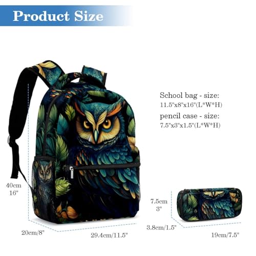 Sac à dos avec trousse à crayons Chouette cool grand format pour élève