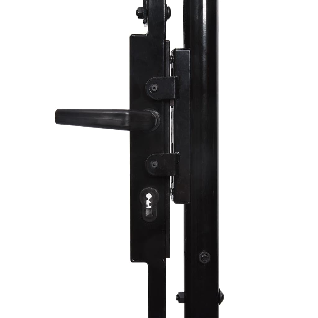 Zauntor Doppelflügel mit Speerspitzen Gartentor Gartentür Gartenpforte Zauntür Hoftür Tor Hoftor Pforte Doppeltor Stahl Schwarz,3 x 2 m